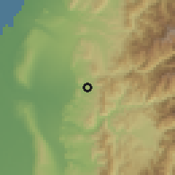 Shaded relief of the 58 km around Tàipíng, drawn from the GMTED2010 grid