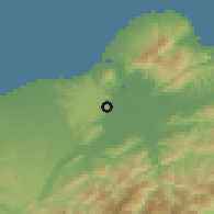 Shaded relief of the 58 km around Tàishān, drawn from the GMTED2010 grid