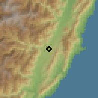 Shaded relief of the 58 km around Chíshàng, drawn from the GMTED2010 grid