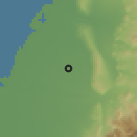 Shaded relief of the 58 km around Tiánwěi, drawn from the GMTED2010 grid