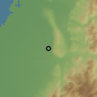 Shaded relief of the 58 km around Tiánzhōng, drawn from the GMTED2010 grid