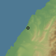 Shaded relief of the 58 km around Tōngxiāo, drawn from the GMTED2010 grid