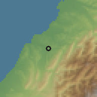 Shaded relief of the 58 km around Tóuwū, drawn from the GMTED2010 grid