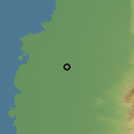 Shaded relief of the 58 km around Tŭkù, drawn from the GMTED2010 grid