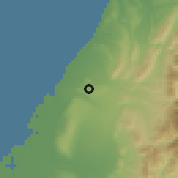 Shaded relief of the 58 km around Wàibù, drawn from the GMTED2010 grid