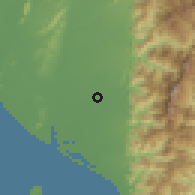 Shaded relief of the 58 km around Wàndān, drawn from the GMTED2010 grid