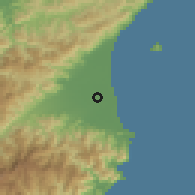 Shaded relief of the 58 km around Wŭjié, drawn from the GMTED2010 grid