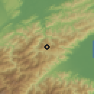 Shaded relief of the 58 km around Wūlái, drawn from the GMTED2010 grid