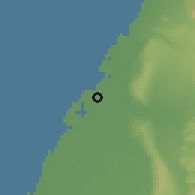 Shaded relief of the 58 km around Xiànxī, drawn from the GMTED2010 grid