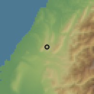 Shaded relief of the 58 km around Xīhú, drawn from the GMTED2010 grid