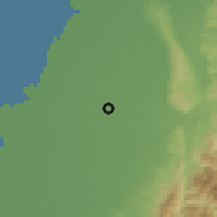 Shaded relief of the 58 km around Xīluó, drawn from the GMTED2010 grid