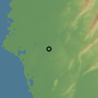 Shaded relief of the 58 km around Xīnhuà, drawn from the GMTED2010 grid