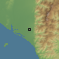 Shaded relief of the 58 km around Xīnpí, drawn from the GMTED2010 grid