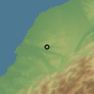 Shaded relief of the 58 km around Xīnpŭ, drawn from the GMTED2010 grid