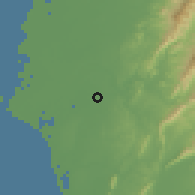 Shaded relief of the 58 km around Xīnshì, drawn from the GMTED2010 grid