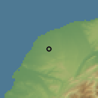 Shaded relief of the 58 km around Xīnwū, drawn from the GMTED2010 grid