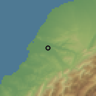Shaded relief of the 58 km around Xīnzhú, drawn from the GMTED2010 grid
