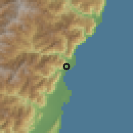 Shaded relief of the 58 km around Xiùlín, drawn from the GMTED2010 grid
