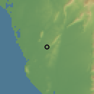 Shaded relief of the 58 km around Yàncháo, drawn from the GMTED2010 grid