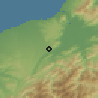 Shaded relief of the 58 km around Yīnggē, drawn from the GMTED2010 grid