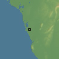 Shaded relief of the 58 km around Yŏng'ān, drawn from the GMTED2010 grid