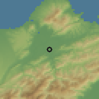 Shaded relief of the 58 km around Yŏnghé, drawn from the GMTED2010 grid