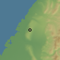 Shaded relief of the 58 km around Dàdù, drawn from the GMTED2010 grid