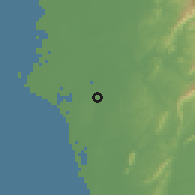 Shaded relief of the 58 km around Yŏngkāng, drawn from the GMTED2010 grid