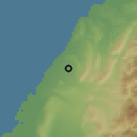 Shaded relief of the 58 km around Yuànlĭ, drawn from the GMTED2010 grid