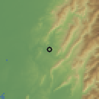 Shaded relief of the 58 km around Yùjĭng, drawn from the GMTED2010 grid