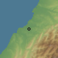 Shaded relief of the 58 km around Zàoqiáo, drawn from the GMTED2010 grid