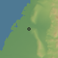 Shaded relief of the 58 km around Zhānghuà, drawn from the GMTED2010 grid