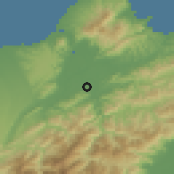 Shaded relief of the 58 km around Zhōnghé, drawn from the GMTED2010 grid