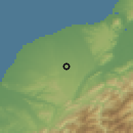 Shaded relief of the 58 km around Zhōnglì, drawn from the GMTED2010 grid