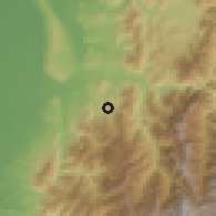 Shaded relief of the 58 km around Zhōngliáo, drawn from the GMTED2010 grid