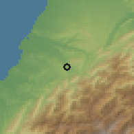 Shaded relief of the 58 km around Zhúdōng, drawn from the GMTED2010 grid