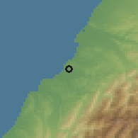 Shaded relief of the 58 km around Zhúnán, drawn from the GMTED2010 grid