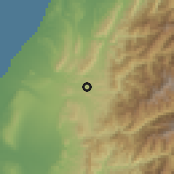 Shaded relief of the 58 km around Zhuólán, drawn from the GMTED2010 grid
