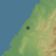 Shaded relief of the 58 km around Dàjiă, drawn from the GMTED2010 grid