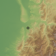 Shaded relief of the 58 km around Zhúshān, drawn from the GMTED2010 grid