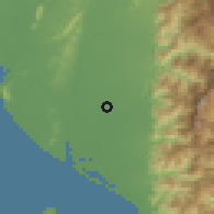 Shaded relief of the 58 km around Zhútián, drawn from the GMTED2010 grid