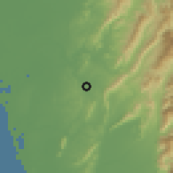Shaded relief of the 58 km around Zuŏzhèn, drawn from the GMTED2010 grid