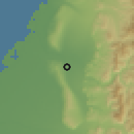 Shaded relief of the 58 km around Dàli, drawn from the GMTED2010 grid