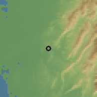 Shaded relief of the 58 km around Dànèi, drawn from the GMTED2010 grid