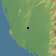 Shaded relief of the 58 km around Dàshù, drawn from the GMTED2010 grid