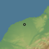Shaded relief of the 58 km around Dàyuán, drawn from the GMTED2010 grid