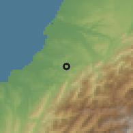 Shaded relief of the 58 km around Éméi, drawn from the GMTED2010 grid