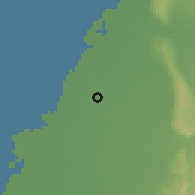 Shaded relief of the 58 km around Èrlín, drawn from the GMTED2010 grid