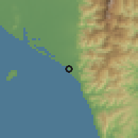 Shaded relief of the 58 km around Fāngliáo, drawn from the GMTED2010 grid