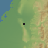Shaded relief of the 58 km around Fēnyuán, drawn from the GMTED2010 grid